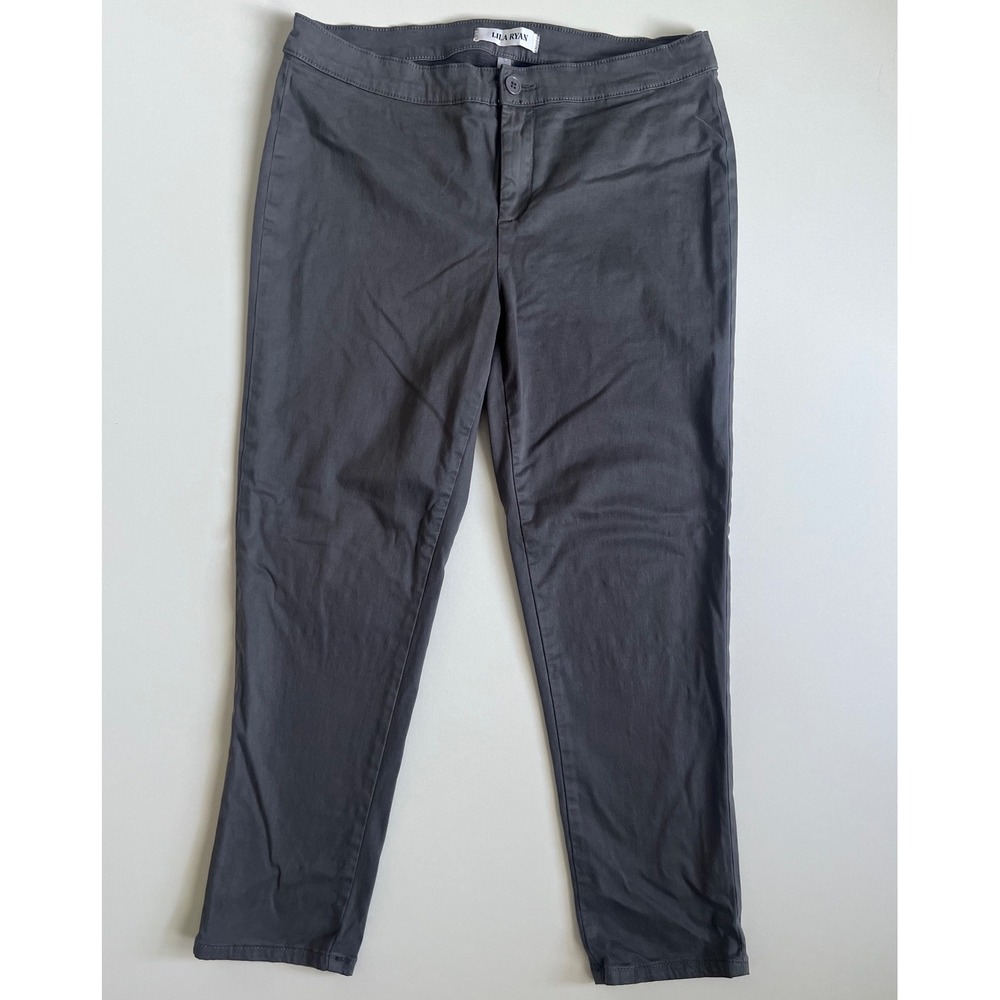 Lila Ryan Steel Grey Slim Straight Leg Pants Petite 12P